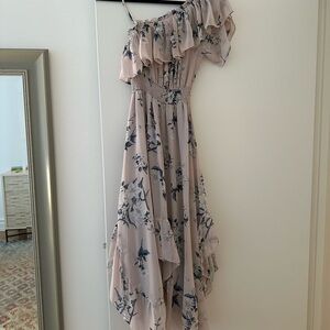 Misa Los Angeles Pink Asymmetrical Ruffled Sundress